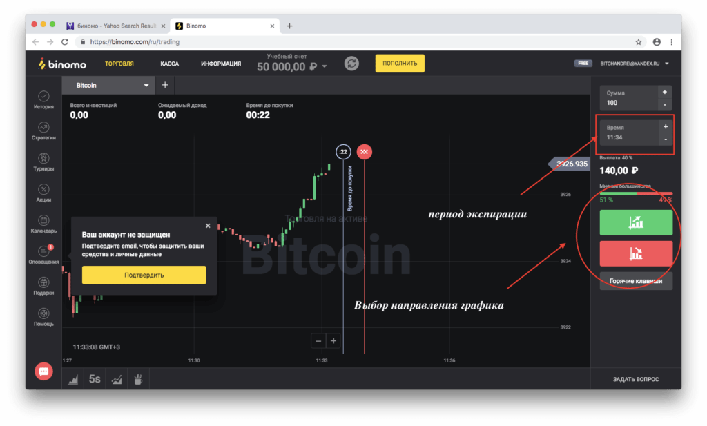 экспирация биномо