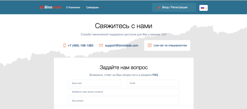 служба поддержки бинотрейд