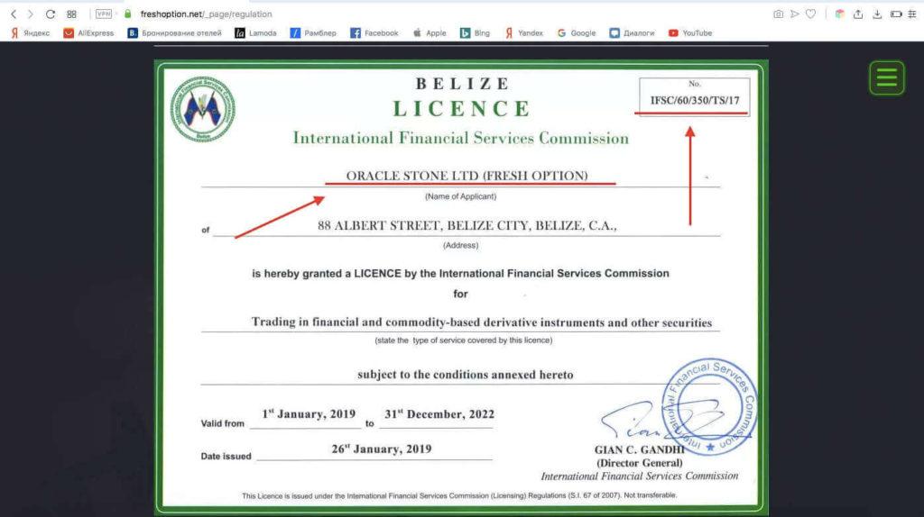 лицензия белиза