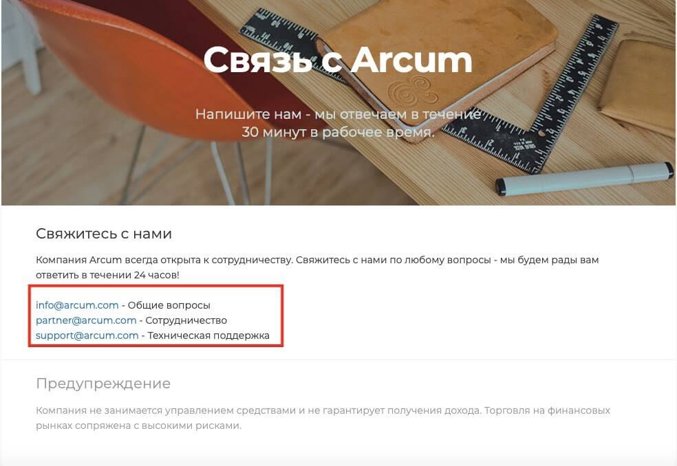 раздел контакты