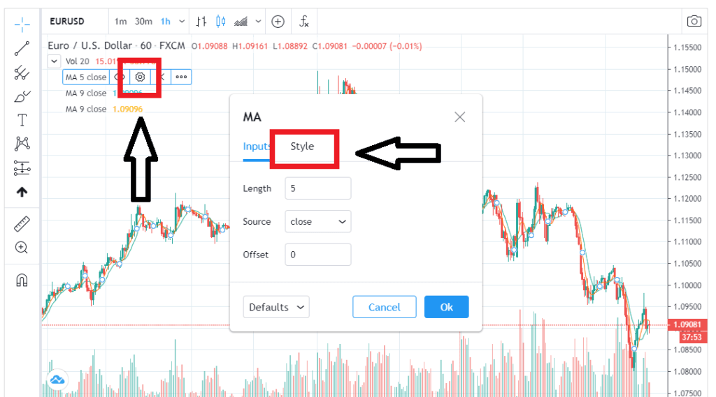 настройки индикатора