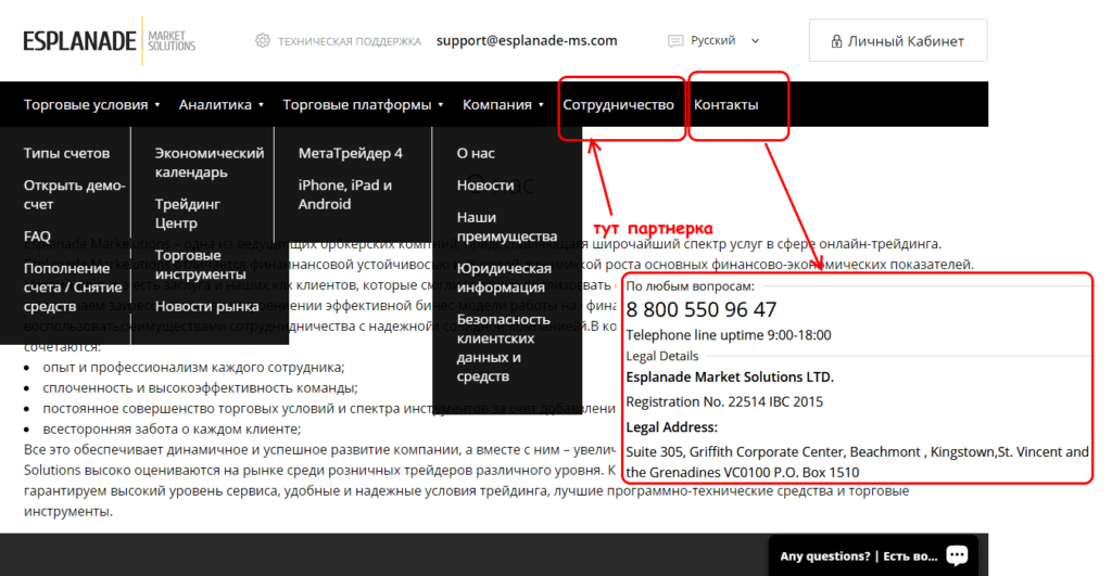 контакты эспланаде