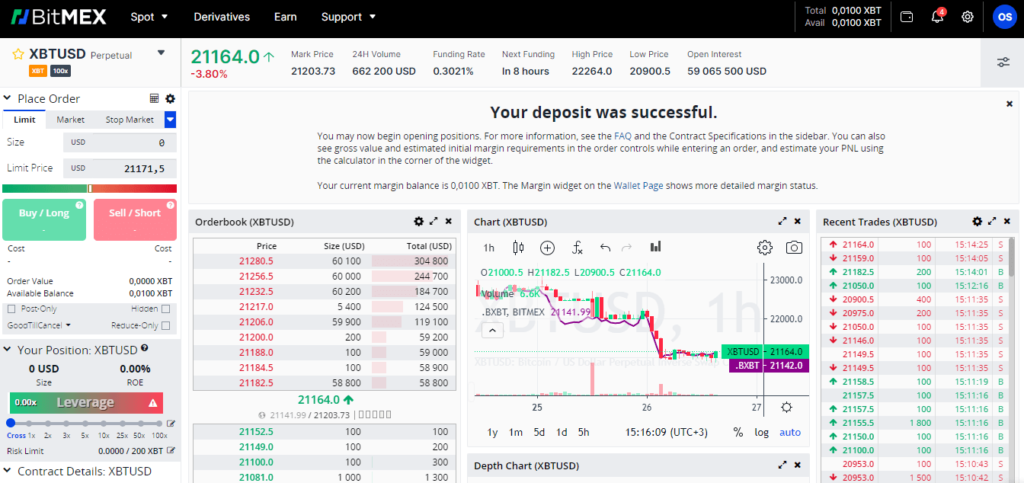 битмекс демо счет
