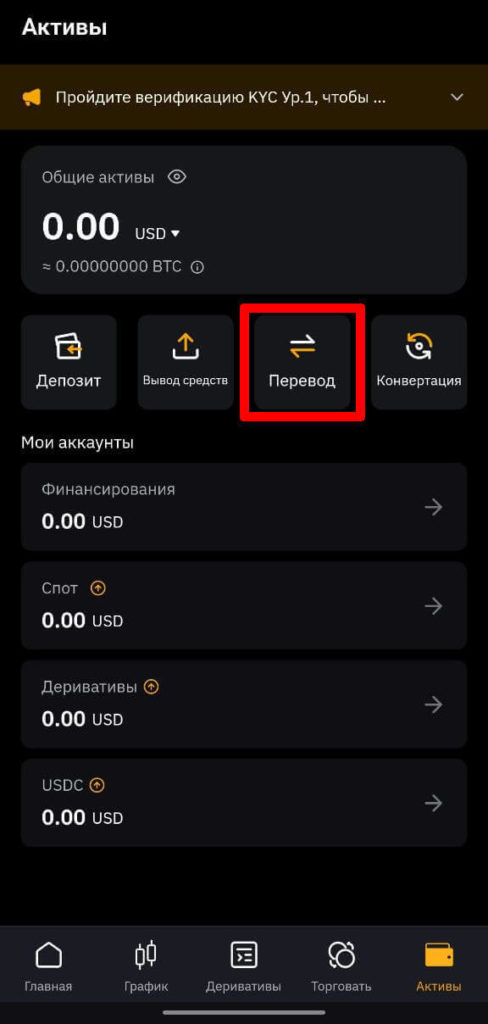 перевод в приложении