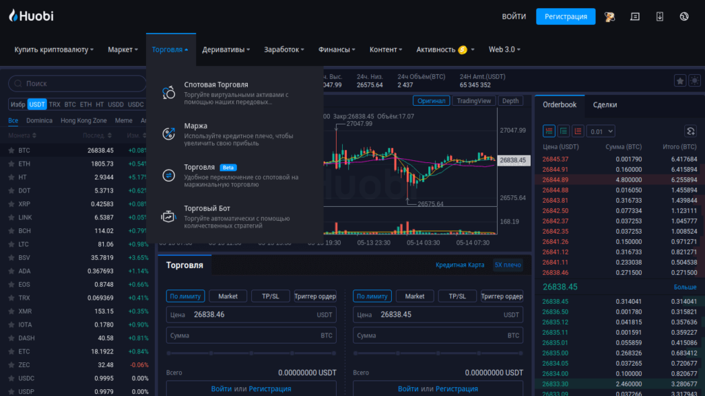 торговля на бирже хуоби