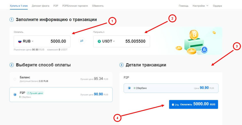 данные транзакции