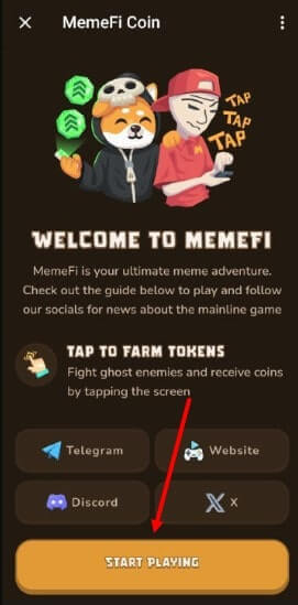 старт игры memefi