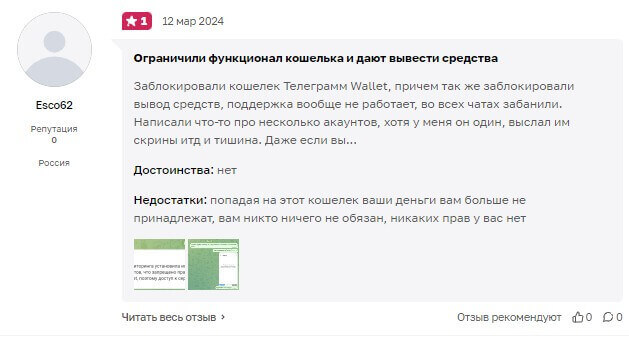 отзыв о телеграм валлет