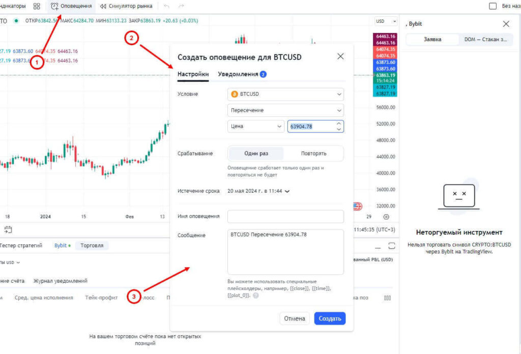 оповещения трейдингвью